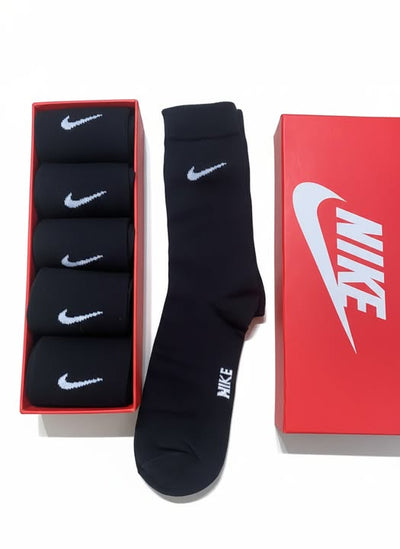 N.I.K.E Dri-FIT quarter-crew socks – Pack of 5 Black( Export Overstock )