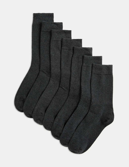 Marks and Spencer 7 Pack Cool & Fresh™ Cotton Rich Socks GREY