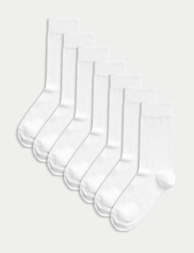 Marks and Spencer 7 Pack Cool & Fresh™ Cotton Rich Socks WHITE