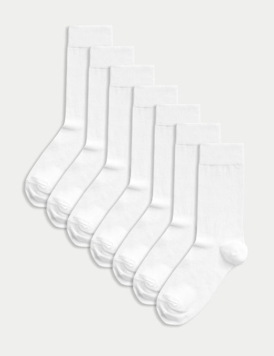Marks and Spencer 7 Pack Cool & Fresh™ Cotton Rich Socks WHITE