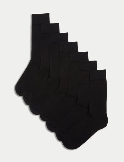 Marks and Spencer 7 Pack Cool & Fresh™ Cotton Rich Socks BLACK