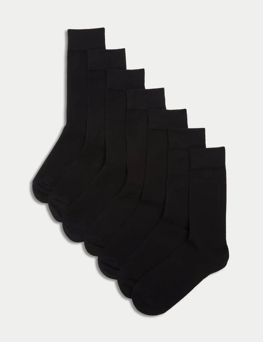 Marks and Spencer 7 Pack Cool & Fresh™ Cotton Rich Socks BLACK