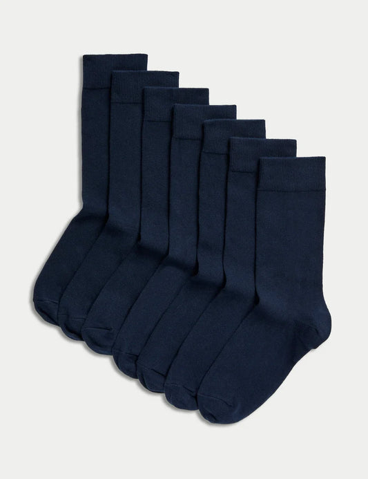 Marks and Spencer 7 Pack Cool & Fresh™ Cotton Rich Socks NAVY BLUE