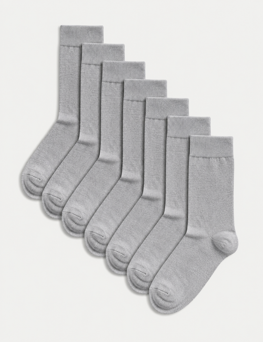 Marks and Spencer 7 Pack Cool & Fresh™ Cotton Rich Socks SILVER