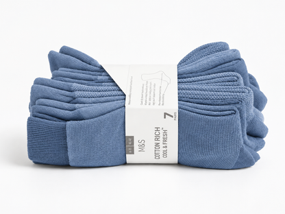 Marks and Spencer 7 Pack Cool & Fresh™ Cotton Rich Socks LIGHT BLUE